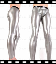Latex Men's Legging Pants Sliver Waist Black Slimming Cool Customize 0.4mm E91