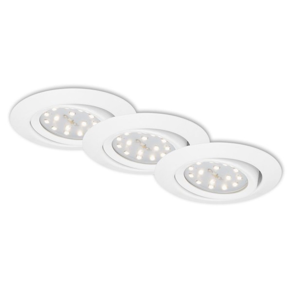 Led Einbauleuchte 3Er Set 3W Schwenkbar Weiß Metall 3000K Ø8,2Cm Briloner-image