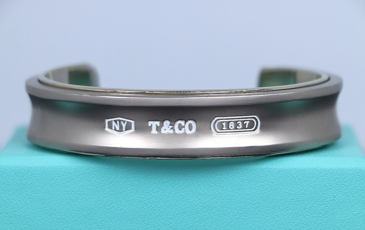 Tiffany & Co NY 1837 Matte Finish Metal Sterling Silver Bangle