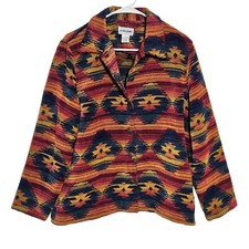 Vintage Alfred Dunner Womens Button Front Jacket Southwestern Print Size 12