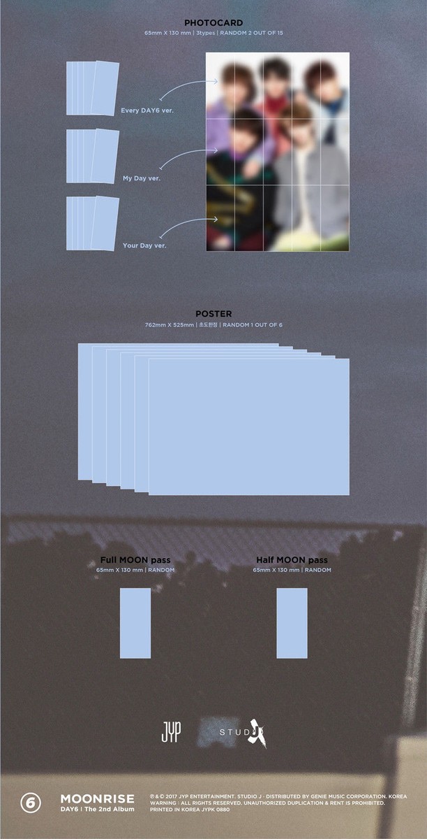 DAY6 [MOONRISE] 2nd Album SILVER CD+2 F.Poster+Photo Book+6 Cover+
