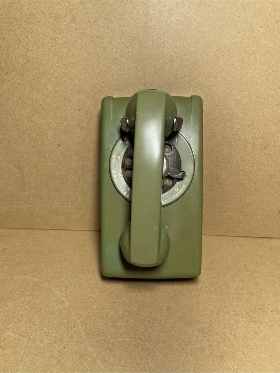 Vintage Stromberg Carlson Green Wall Mount Rotary Dial Telephone