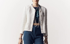 CHANEL 23P White Textured Honeycomb Tweed Blazer/Jacket F 34/US 2