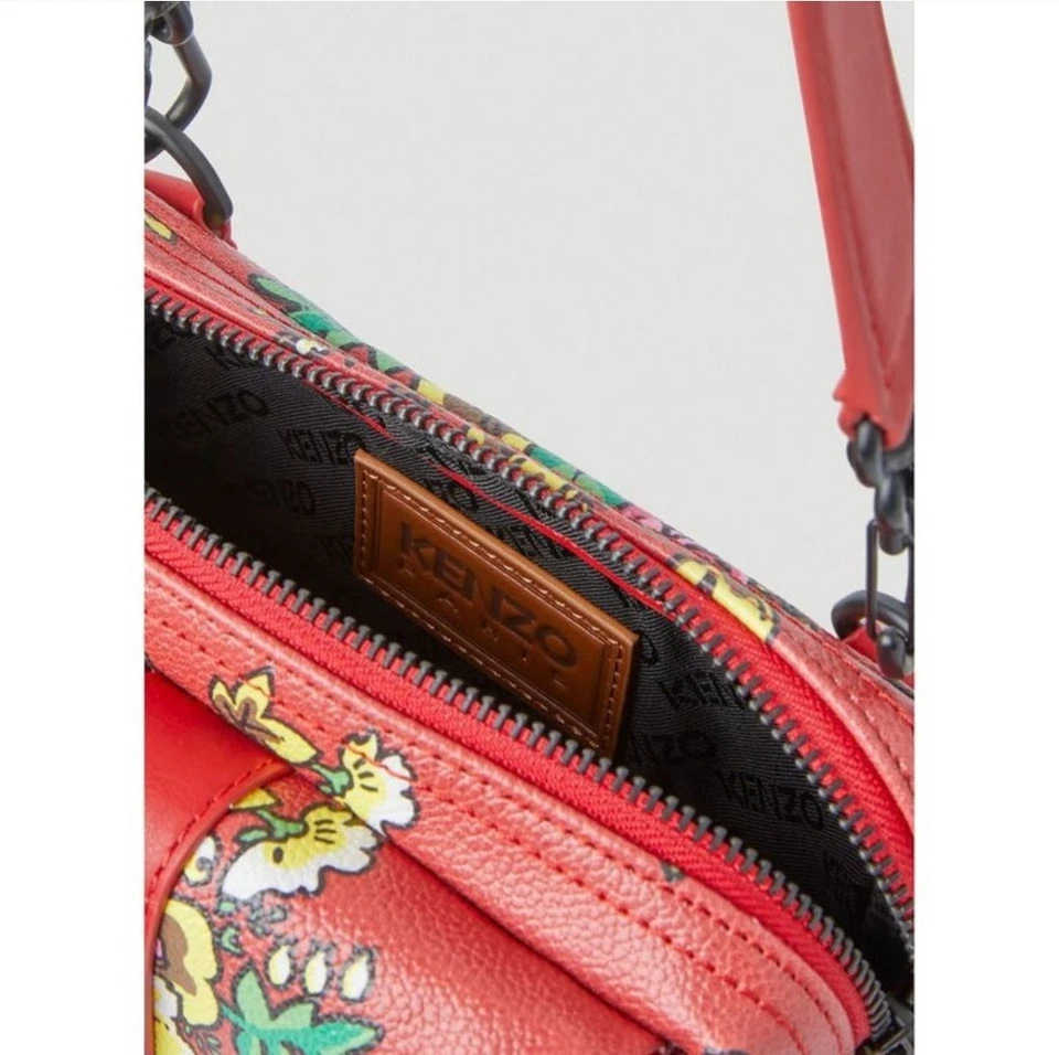 NUEVO KENZO Pop Ramo Floral Vegano Mini Bolso Bandolera en Rojo Mediano Foto 3 de 4