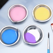 24 Pcs Stainless Steel Watercolor Mixing Tray Color Mixing Palette for Artists