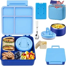 Kids Bento Lunch Box Leakproof Insulated Thermo Easy Clean Portable Set New