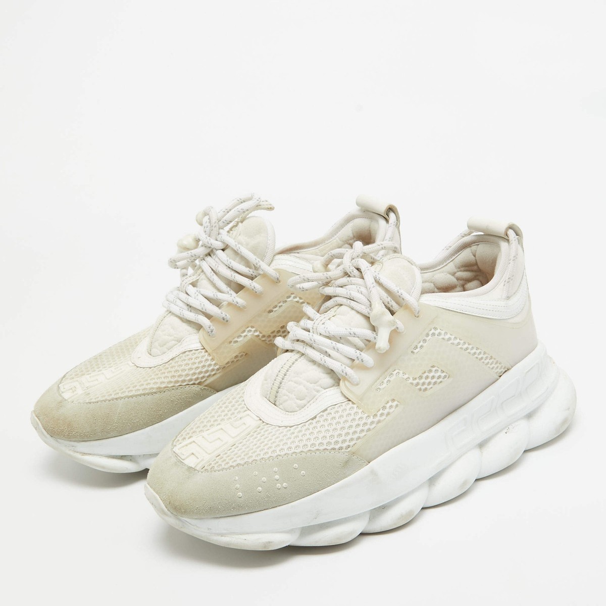 Versace White Suede and PVC Chain Reaction Sneakers Size 42 | eBay