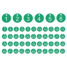 50PCS Number Tags 1-50, Number Key Tags Plastic Numbered Tags, Green