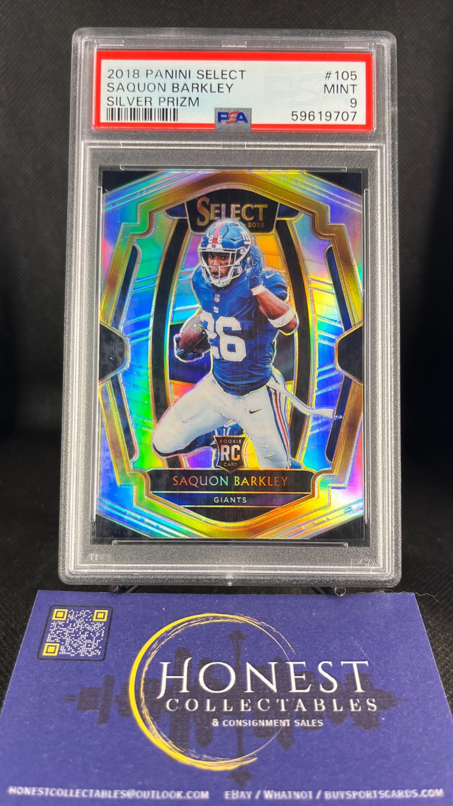 Saquon Barkley (RC) Grade PSA 9 - 2018 Panini Select Silver Prizm Premier #105
