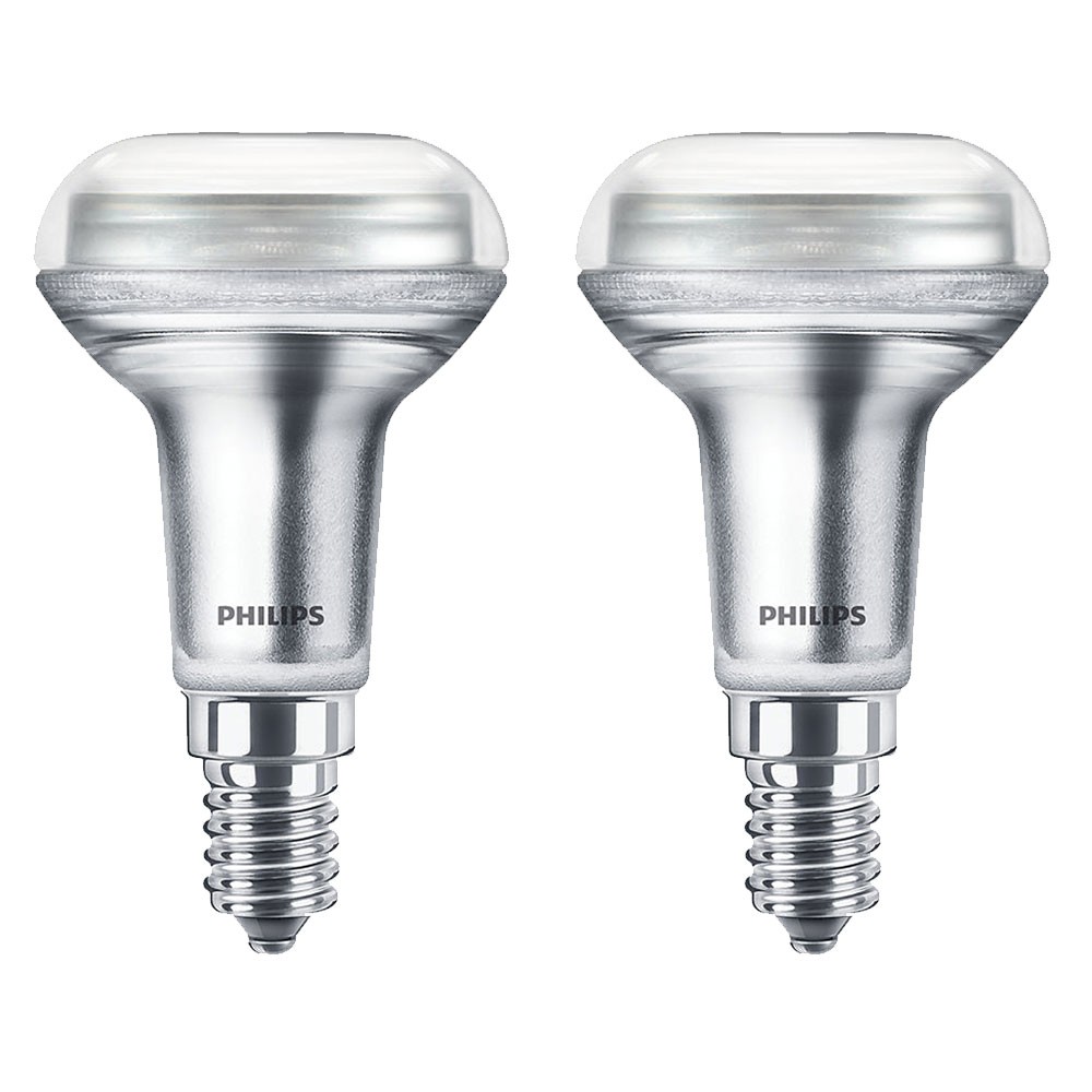 2x Philips LED Glass Reflector R50 2.8W=40W E14 Clear 210lm Warm White 2700K 36°