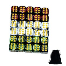 30-Pack 12mm Double Color Round Angle Six Sided Dice Die with Free Pouch for