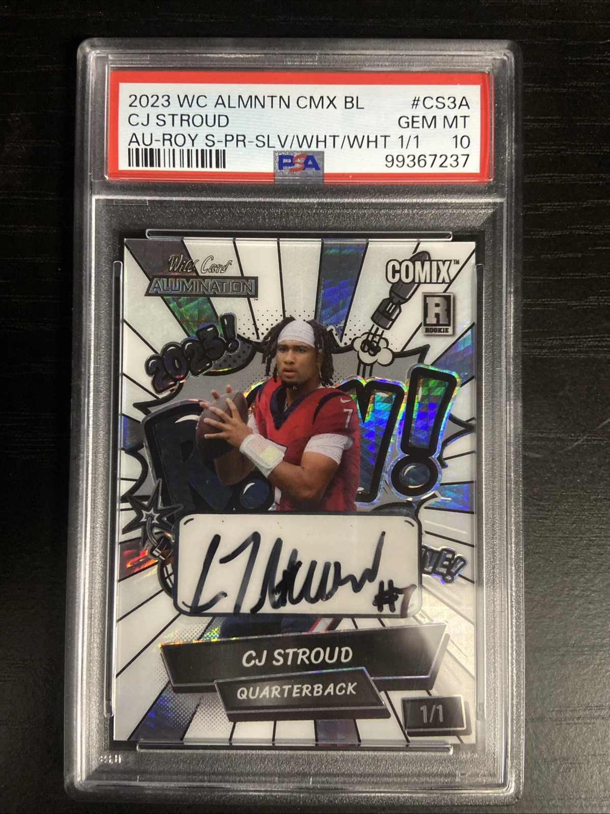 CJ Stroud Wild Card Alumination Comix CJ Stroud Edition Black Label Autographs #CS3A Roy Silver-Prism Foil-Silver/White/White 1/1