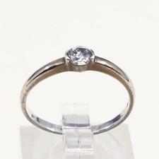 Sz 6.75, Sterling Silver Handmade Ring, 925 Silver Engagement Ring W/ Crystal