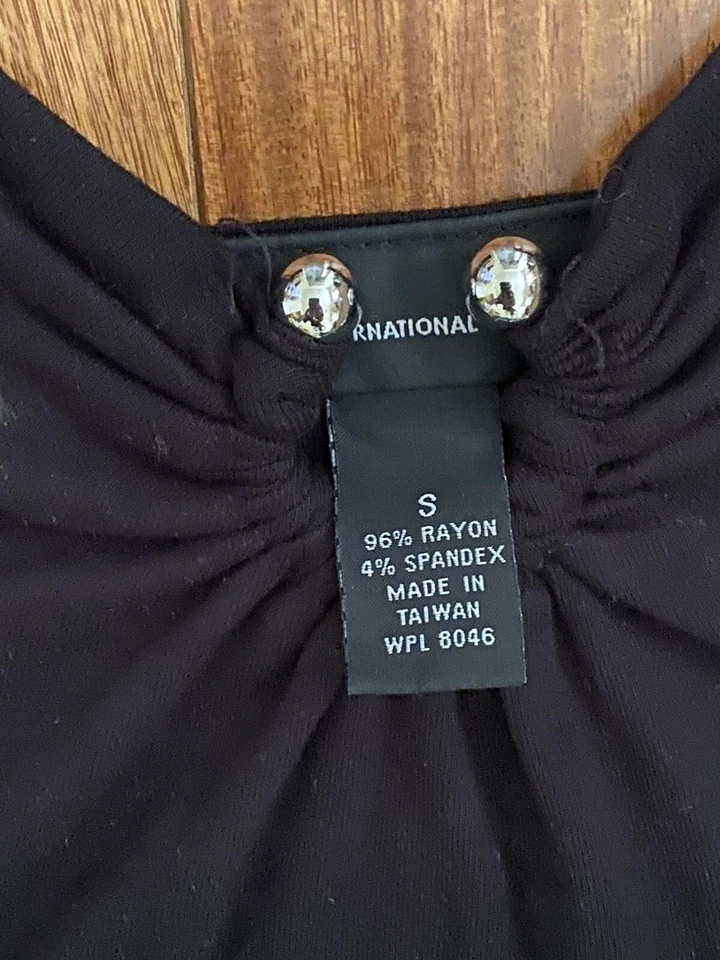 Vestido sin mangas a rayas INC International Concepts negro blanco verde S Foto 3 de 3