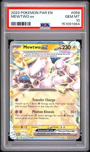 2023 POKEMON PAR EN-PARADOX RIFT #058 MEWTWO EX PSA 10