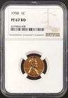 1958 Proof Lincoln Cent certified PF 67 RD by NGC!