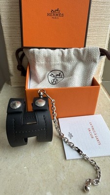 New Hermes Black Koala Glove Holder Charm H Logo Silver Palladium
