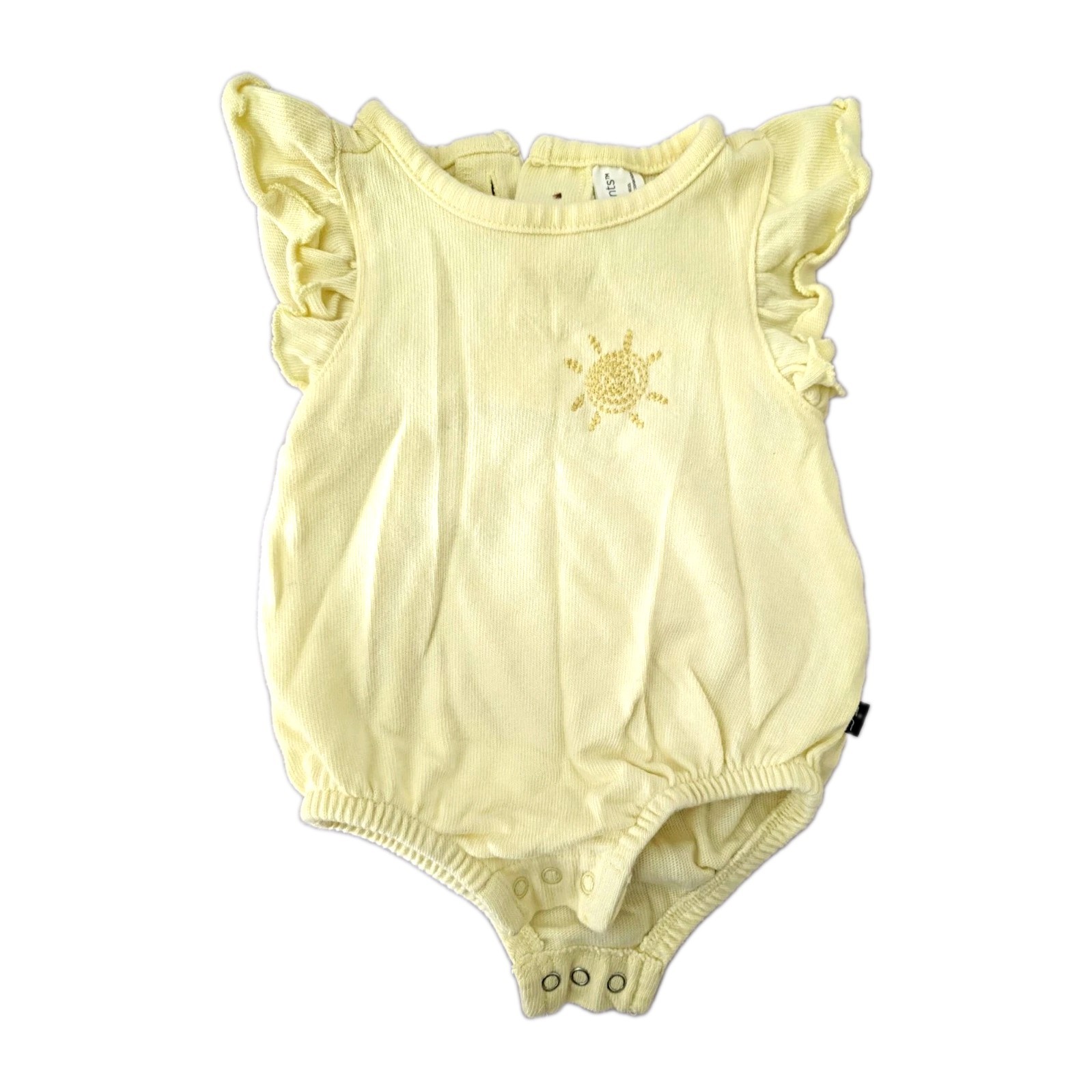 Modern Moments by Gerber Cream Organic Cotton Knit Ruffle Sun Romper 0 ...
