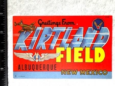 USA ARMY POSTCARD  "GREETINGS FROM KIRTLAND FIELD"