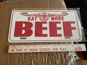 Metal License Plate Eat More Beef South Carolina SC New In Plastic