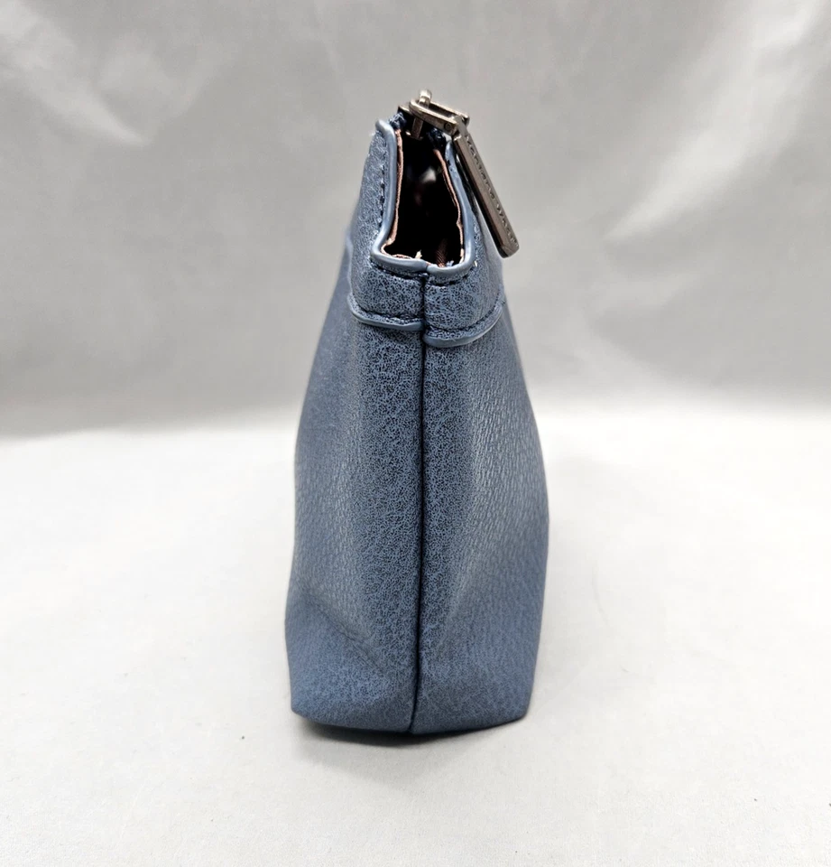 Montana West Cosmético Viaje Cremallera Bolsa Pizarra Azul Guijarro Vegano Cuero Vaquera Foto 4 de 4