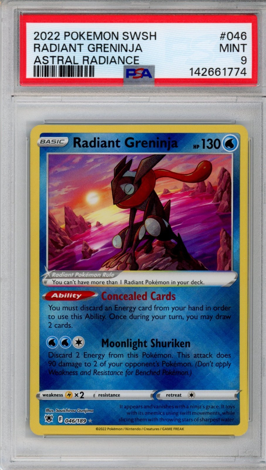 PSA 9 Radiant Greninja Pokemon SWSH Astral Radiance Holo #046