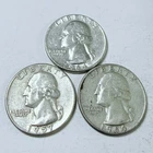 WASHINGTON SILVER QUARTERS LOT OF 3. 90% SILVER CIRCULATED COINS FREE SHIP #8658