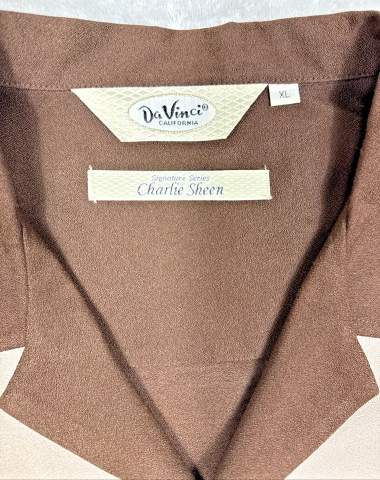 Da Vinci California Shirt Men’s XL Brown Pearl Button Up Vintage Charlie Sheen - Image 2 of 4