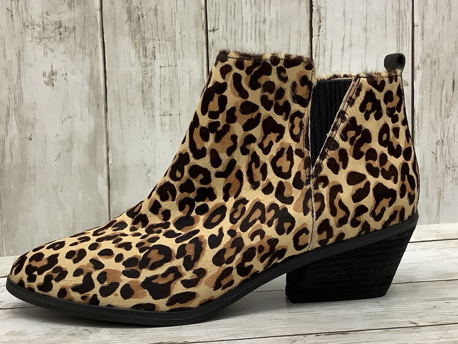 Dr. Scholl's Original Collection Largo Leopard Calf Hair Ankle Boots, Size 8.5 M