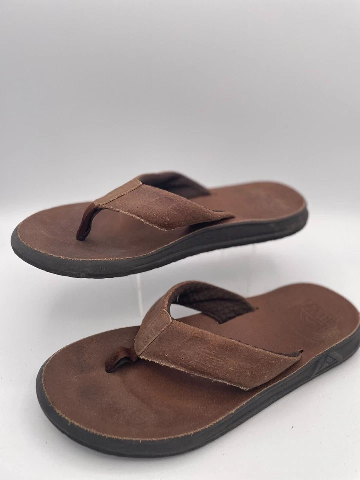 Sandalia Reef J-Bay Chanclas Para Mujer Talla 11 Marrón Punta Abierta Sin Cordones Cuña Cuero Foto 3 de 4