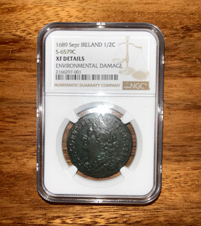 1689 September Irish Gun Money Half Crown – James II