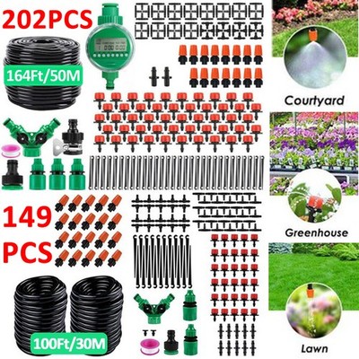 149/202Pcs Garden Drip Irrigation System Plant Self Watering Micro Sprinkler Kit