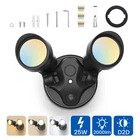 2000lm Outdoor LED Security Light Dusk to Dawn CCT Waterproof Yard 25W Wall Lamp