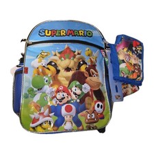 Super Mario Bros 5 Pc Backpack Lunchbox Cinch Bag Water Bottle Utility Bag NEW