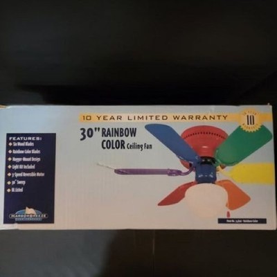 Harbor Breeze 30 Inch Rainbow Color Ceiling Fan Hugger Mount Room Vintage NIB