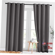 Gray Blackout Curtains for Bedroom 84 inches Long 52"W x 84"L Pack of 2 Grey