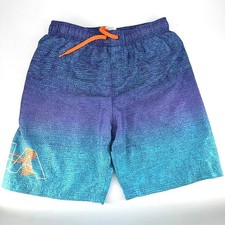 Under Armour Boys Swim Trunks YXL Blue orange Lined Mesh Shorts