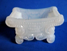 BOSTON & SANDWICH GLASS OPALESCENT BEADED SCROLL LACY ERA OPEN SALT CELLAR