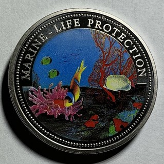 PALAU 1 Dollar 1994 FISH MARINE Mermaid Multicolor colored Coin BU Proof