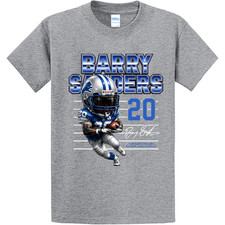 NEW RETRO KINGS BARRY SANDERS V2 GREY Tee Shirt SMALL-4XLARGE MADE IN USA