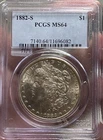 USA MORGAN PCGS MS64 1 Dollar 1882 s Silver