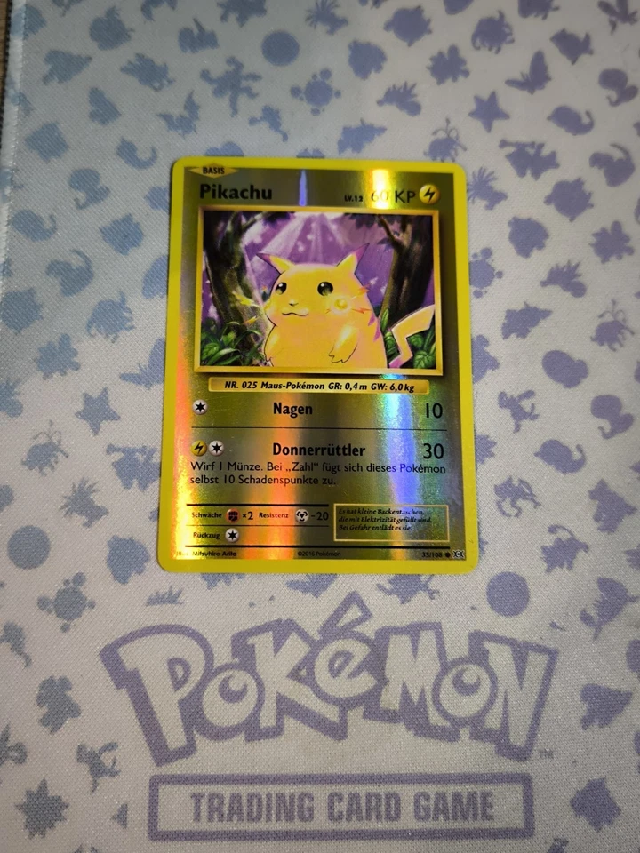 Pokemon Pikachu 🇩🇪 Reverse Holo Nm Evolution Card 2016 Og Karte 035 - Bild 3 von 4