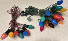 Lot of 2 - C7 XMAS String Lights, 7 Red and Green Wire 20 GE Green Wire Lights