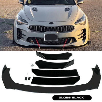 For Kia Stinger Optima Forte Glossy Black V Style Front Bumper Lip Splitter