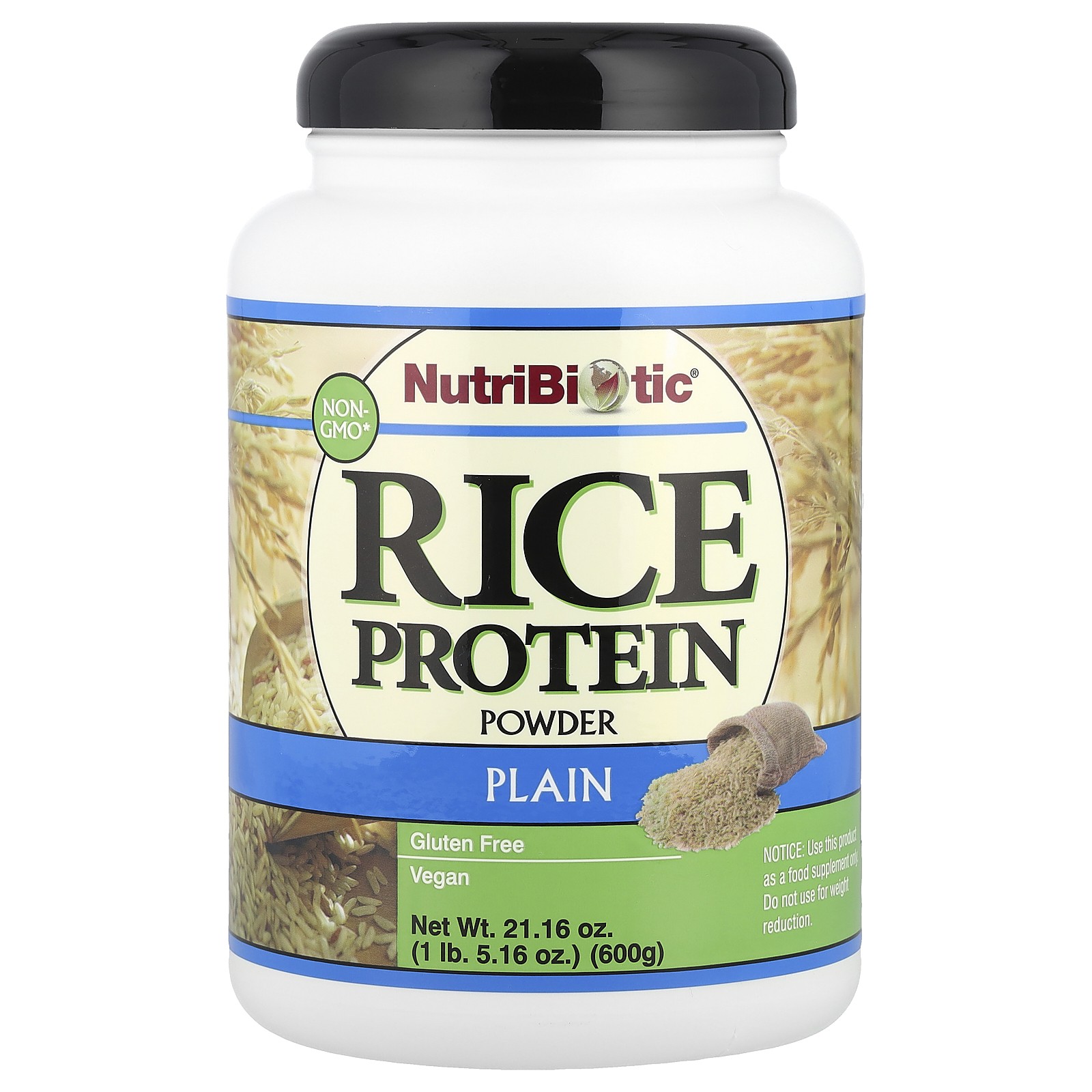 NutriBiotic Raw Rice Protein Plain 1 фунт 5 унций 600 г Без яиц без глютена 4790₽