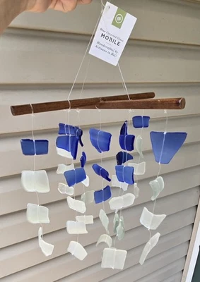 NWT EarthBound Blue Upcycled Glass Mobile – Handmade Bali Coastal Decor - Image 1 of 4