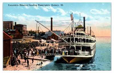 Postcard: Excursion Steamer landing Passengers, Quincy, Ill.