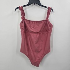 Kona Sol Womens Large Ruffle Strap Tie Back One Piece Swimsuit Pink