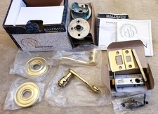 NEW Baldwin 5450-030-PASS Passage Door Lever Latch Set Polished Brass Hardware