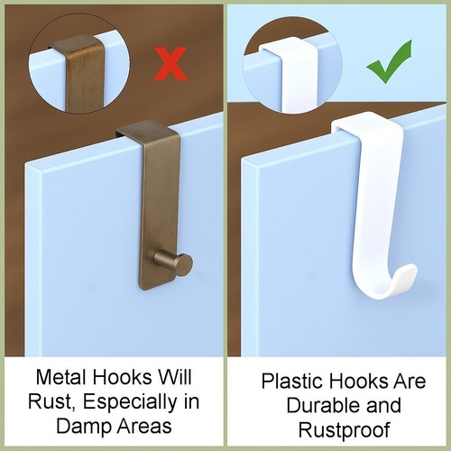 4 Pack Plastic Over The Door Hangers Bath Bedroom Closet Brown - Picture 5 of 8